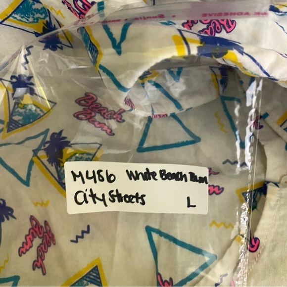 City Streets Beach Bum Button Down Shirt Size Large 80s Retro - Picture 10 of 10